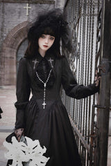 Lilizi - Redemption Song - Gothic Lolita OP Dress Cross Embroidery Tiered Hem