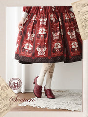 Sentaro - Retro Lolita Heel Shoes Handmade Perforated Strap Leather Shoes