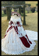 Guaji - Isabella - Wedding Lolita OP Bridal Dress with Tiered Petticoat and Trailing