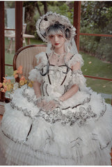 Cat Fairy - Dark Starry Night - Wedding Lolita Jumper Dress Black And White Tea Party Dress