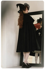 With Puji - Pilgrim - Black Gothic Lolita Cape, Detachable 2-Piece
