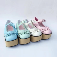 Antaina - Sweet Lolita Platform Shoes Lotus Leaf Edge Multicolor