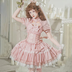Your Princess - Cross Dream - Sweet Lolita Lace Pink OP Dress