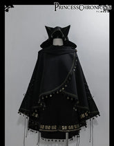 Princess Chronicles - Black Cat - Black Ouji Lolita Cape with Cool Cat Ear Hood