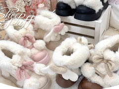 Sheep Puff - Fluffy Qubi - Winter Lolita Shoes Sweet Warm Snow Boots with Plush