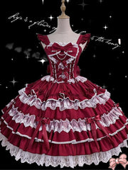 ZhiJinYuan - Love Notebook - Old School Lolita JSK Vintage Doll Tiered Dress