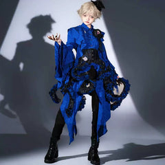 Camouflage Humanoid - Eerie Devour - Ouji Lolita Shirt with Irregular Hem