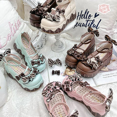 Sheep Puff - Chocolate Sponge Cake - Sweet Lolita Thick-Sole Shoes with Printed Platform