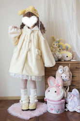 MIST - Cream Cheese - Winter Kawaii Lolita Overcoat Thickened Hooded Loose Outwear