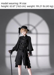 CastleToo - Eternal City - Black Ouji Lolita Pointed Collar Shirt Outfit