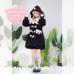 Forest Fluorescent Carps - Sweet Lolita Winter Coat Unicorn and Rabbit Ear Coat