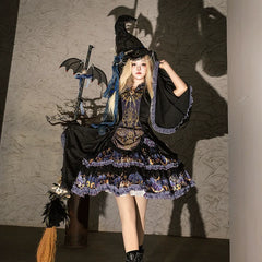 YingLuoFu - Astro Cat - Gothic Lolita OP Suit Witch Lolita Dress and Shawl