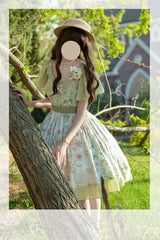 EESSILY - The Rose Dowry - Daily Cotton Lolita OP Dress V-neck Dress