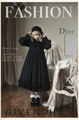 Sanshanjiu - Goodnight Black - Gothic Lolita Black OP with Round Cape Collar