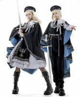 CHUNLV LOLITA - Dark Night Contract - Blue Military Lolita Pants Long Cape Couple Suit