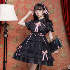 Eieyomi - Kawaii Lolita OP Dress Summer Dress Short Sleeve
