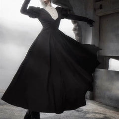 Wanqingyuan - Halloween Gothic Lolita OP Nun Style Long Sleeve Dress