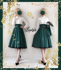 Sentaro - Warm Tea Suede - High Waist Pleated Lolita Skirt