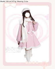 Platycodon House - Winter Love Song - Winter Sweet Lolita Coat Korean Style Overcoat Bow Scarf