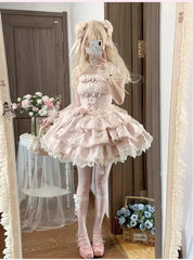 Buling Moon - Ballet Elegance - Sweet Lolita Mini JSK Set with Tulle Shirt and Headdress