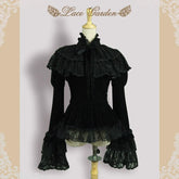 Lace Garden - Black Lolita Cape Velvet Winter Lolita Short Shirt
