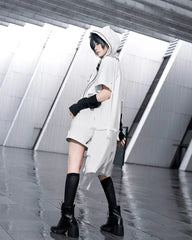 Princess Chronicles - White Cat - Cool Ouji Lolita Pants Suit With Cat Ear Coat