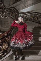 Nn Star - Dragon Bone Lily - Bone Printed Bust-Supporting Gothic Lolita JSK