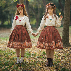 Miss Point - Chubby Fox in the Forest - Elegant Lolita Skirt Detachable Chest Guard SK