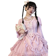 Catlow Rabbit - Black Lolita Doll OP/JSK with Adjustable Elasticity