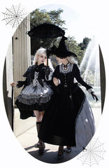 With Puji - Innocent Talk - Halloween Chinese Style Lolita OP Black-silver Gray Dress