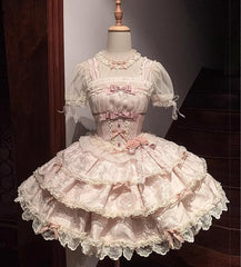 Buling Moon - Ballet Elegance - Sweet Lolita Mini JSK Set with Tulle Shirt and Headdress