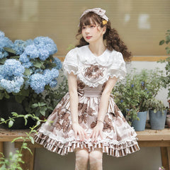 Eieyomi - Chocolate Garland - Kawaii Lolita Summer Dairy Salopette