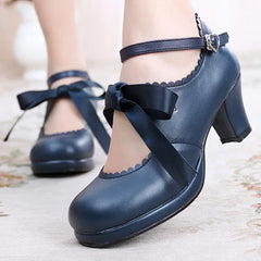 Sosic - Qing Mengnuo - Elegant Lolita Satin High Heel Handmade Shoes
