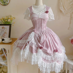 Sakurada Fawn - Manta - Plus Size Sweet Lolita JSK Dress with Rose Decoration