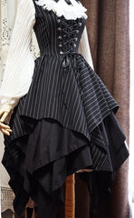 Surface Spell - Gothic Lolita Irregular Hemline Stripe JSK