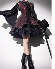 SilentMars - Fallen Moon Rule - Military Lolita Shirt Set Retro Knight Style Blouse