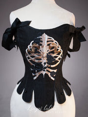Lingxi Lolita - Bone island Gothic Lolita Corset Goth Blouse Skirt Set