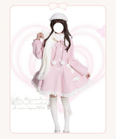 Platycodon House - Winter Love Song - Winter Sweet Lolita Coat Korean Style Overcoat Bow Scarf