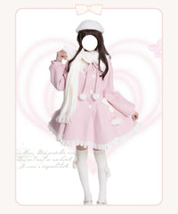 Platycodon House - Winter Love Song - Winter Sweet Lolita Coat Korean Style Overcoat Bow Scarf