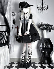 ZhiJinYuan - Spider Witch - Gothic Lolita Dark-theme Cobweb Unique OP