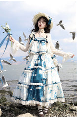 NanShengGe - Mulberry Poem - Country Lolita Printed Dress with Cardigan Set