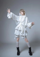 Princess Chronicles - Rabbit Hunting White Moonlight - Handsome Ouji Lolita Coat Rabbit Ears Pants Set