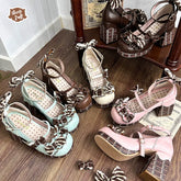 Sheep Puff - Layered Pastry - Sweet Lolita High Heel Shoes Chocolate Prints Shoes