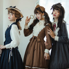 Miss Point - Rose Doll - Elegant Lolita Striped Fishbone Skirt