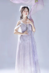 Meow Studio - Han Lolita Dress Side Slit Purple JSK Dress