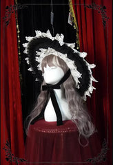 Rose Thorn - Marisa Impression Black and White Halloween Witch Hat