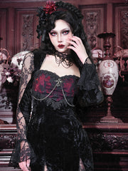 Blood Supply - Rose Cemetery - Dark Red Velvet Mermaid Gothic Lolita Dress