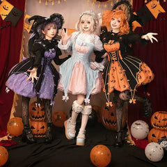 Lemon Honey - Halloween Gothic Lolita Jumper Dress, Pumpkin-inspired Dress