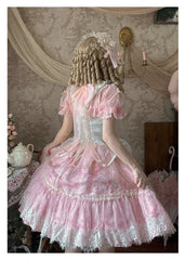 Spireme Cat - Wedding in Dream - Pink Sweet Lolita OP Dress, Detachable Corset
