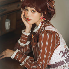 Miss Point - Chocolate Daily Light Sweet Stripe Lolita Blouse